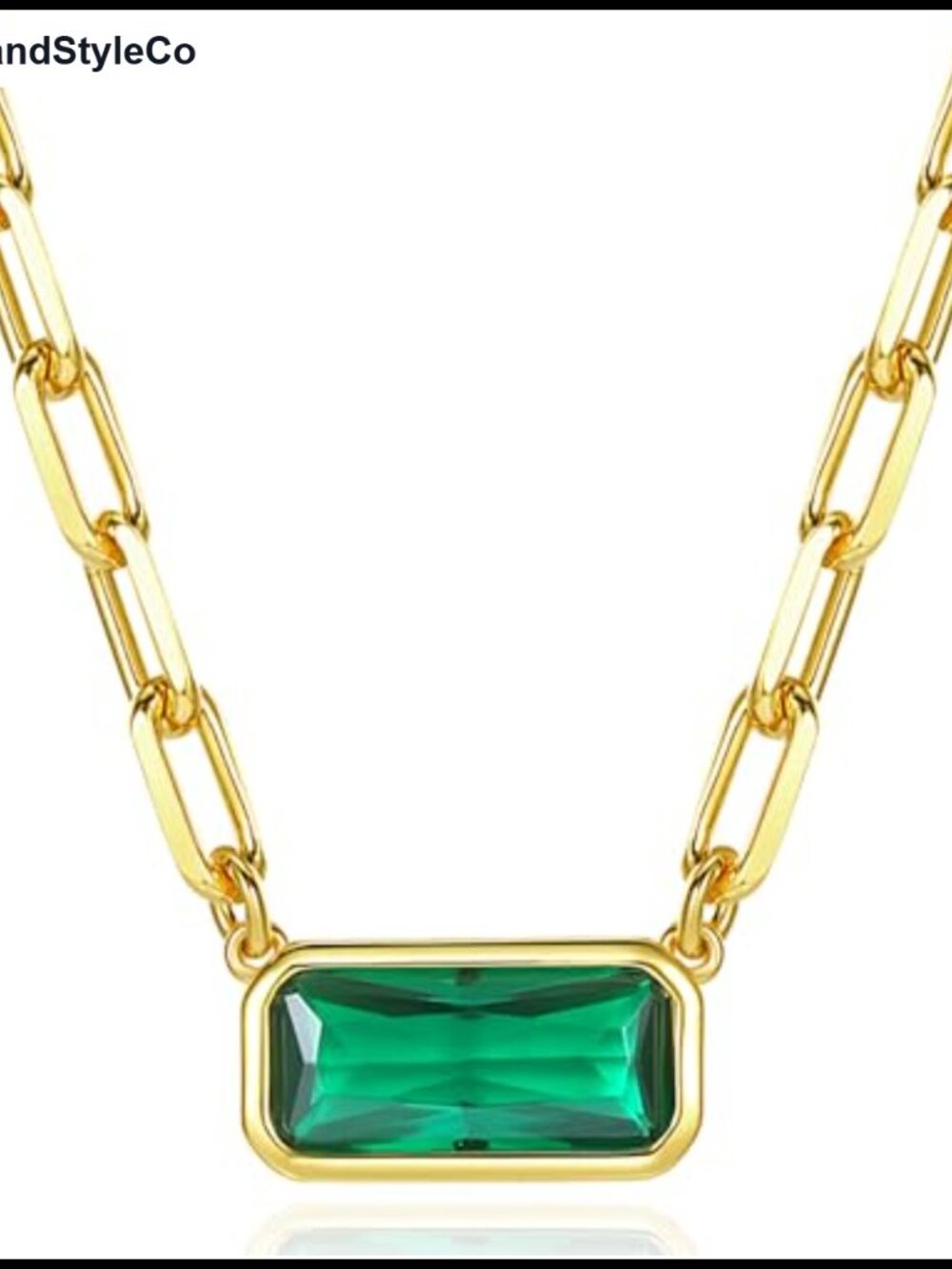 Emerald-Cut CZ Solitaire Pendant Necklace Gold Plated Bezel Set 17+2'' Chain